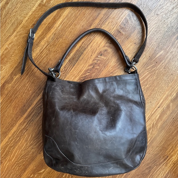 Frye Melissa Genuine Leather Hobo Dark Brown Slate - Picture 4 of 13